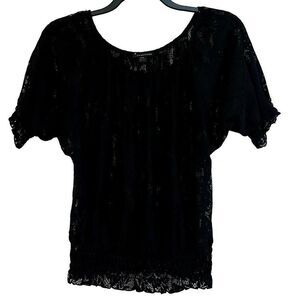 Twenty One Black Lace Short Puff Sleeve Small